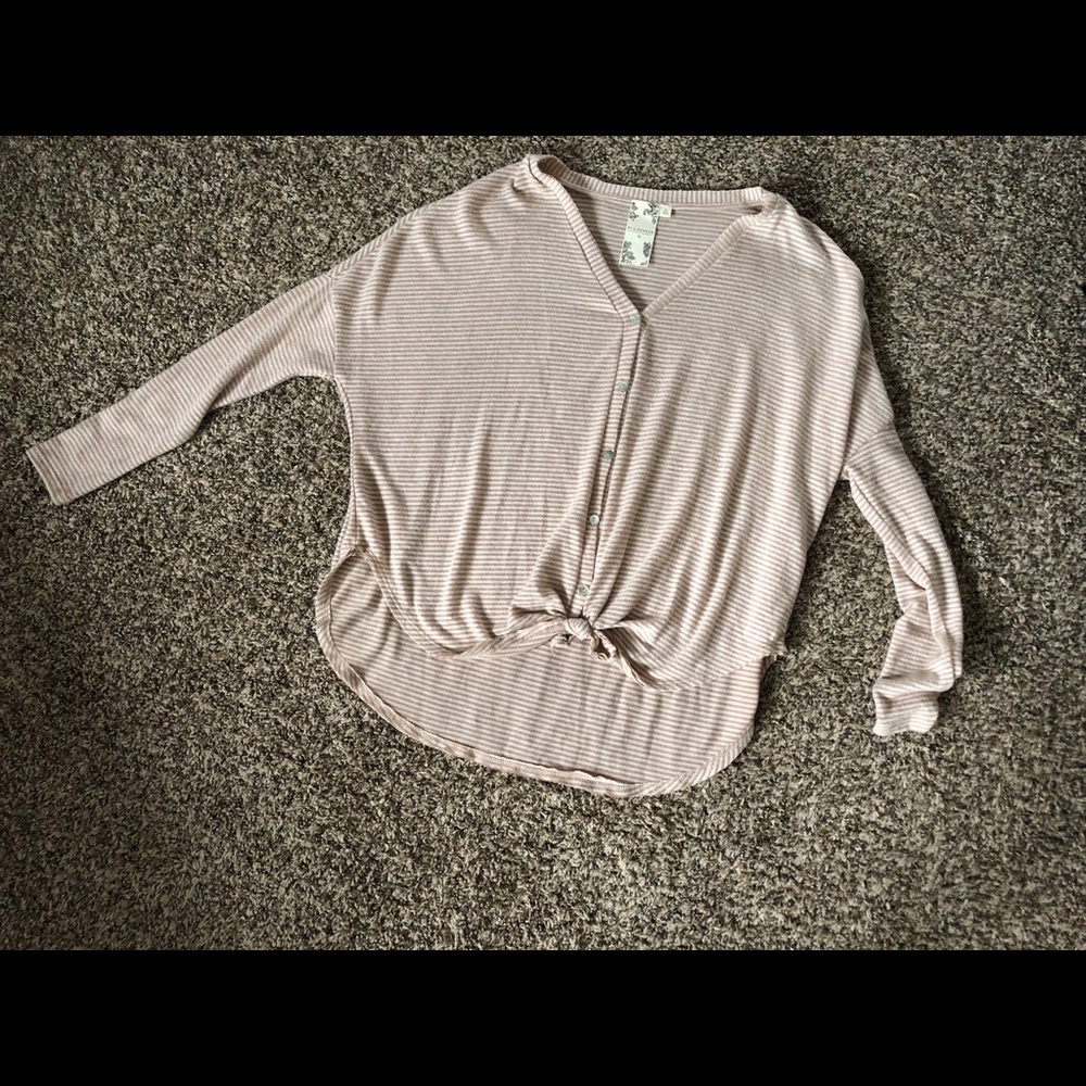 Tie front long sleeve shirt